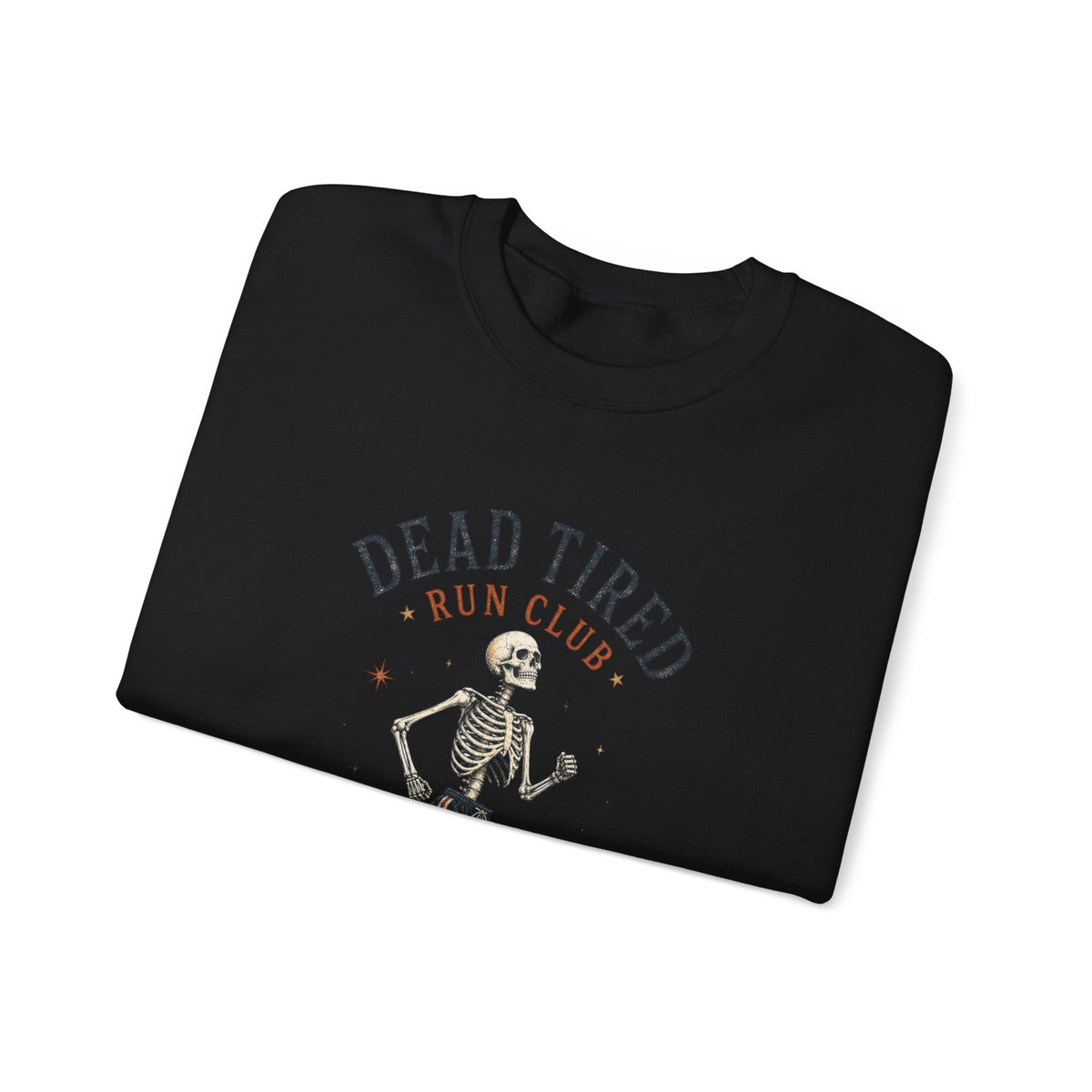 Dead Tired Run Club sweatshirt | Skeleton Runner Illustration I Gildan Crewneck