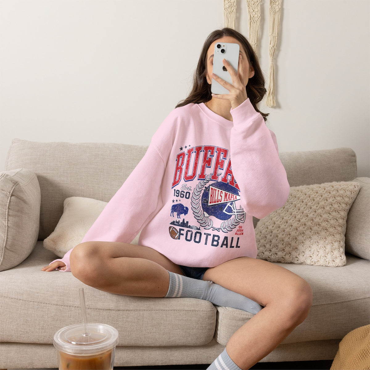 Buffalo Football Helmet Vintage Graphic Sweatshirt | 1960 Bills Logo I Gildan Crewneck Unisex