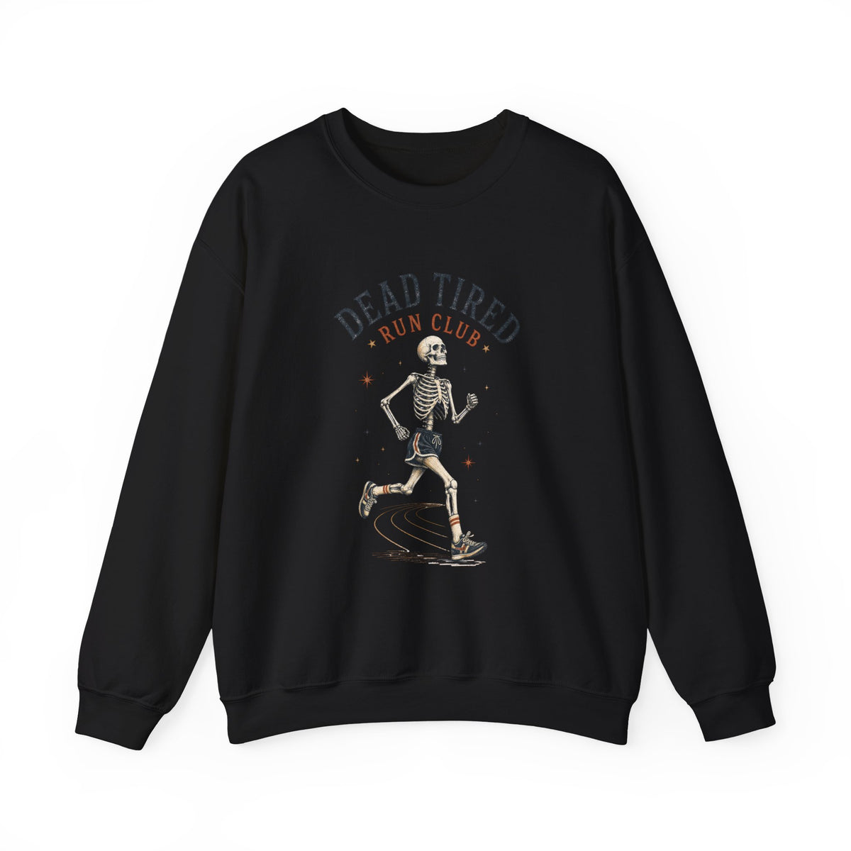 Dead Tired Run Club sweatshirt | Skeleton Runner Illustration I Gildan Crewneck