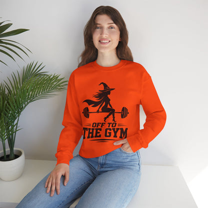Witch Lifting Barbell Off to the Gym Sweatshirt | Halloween Fitness I Gildan