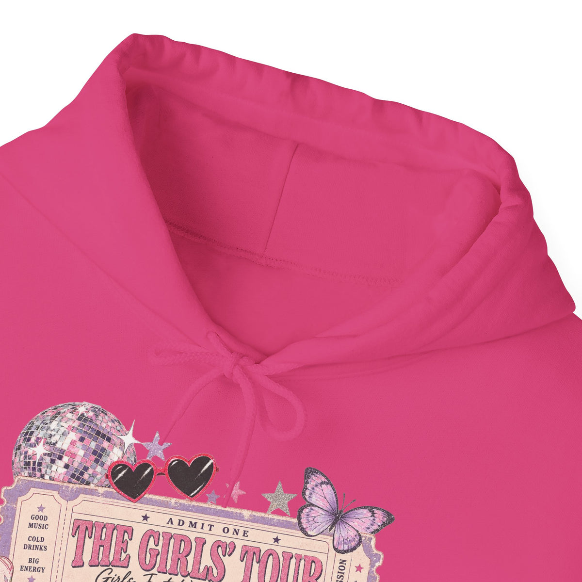 The Girls Just Wanna Have Fun Tour Ticket Graphic Hoodie | Butterfly Floral Ticket Sweatshirt