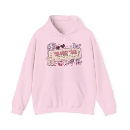 The Girls Just Wanna Have Fun Tour Ticket Graphic Hoodie | Butterfly Floral Ticket Sweatshirt