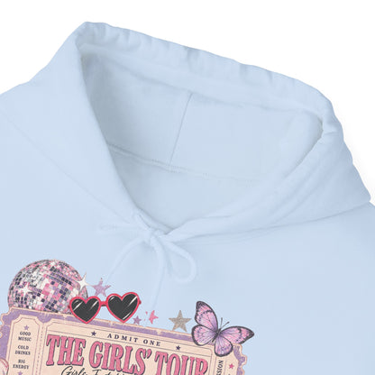 The Girls Just Wanna Have Fun Tour Ticket Graphic Hoodie | Butterfly Floral Ticket Sweatshirt