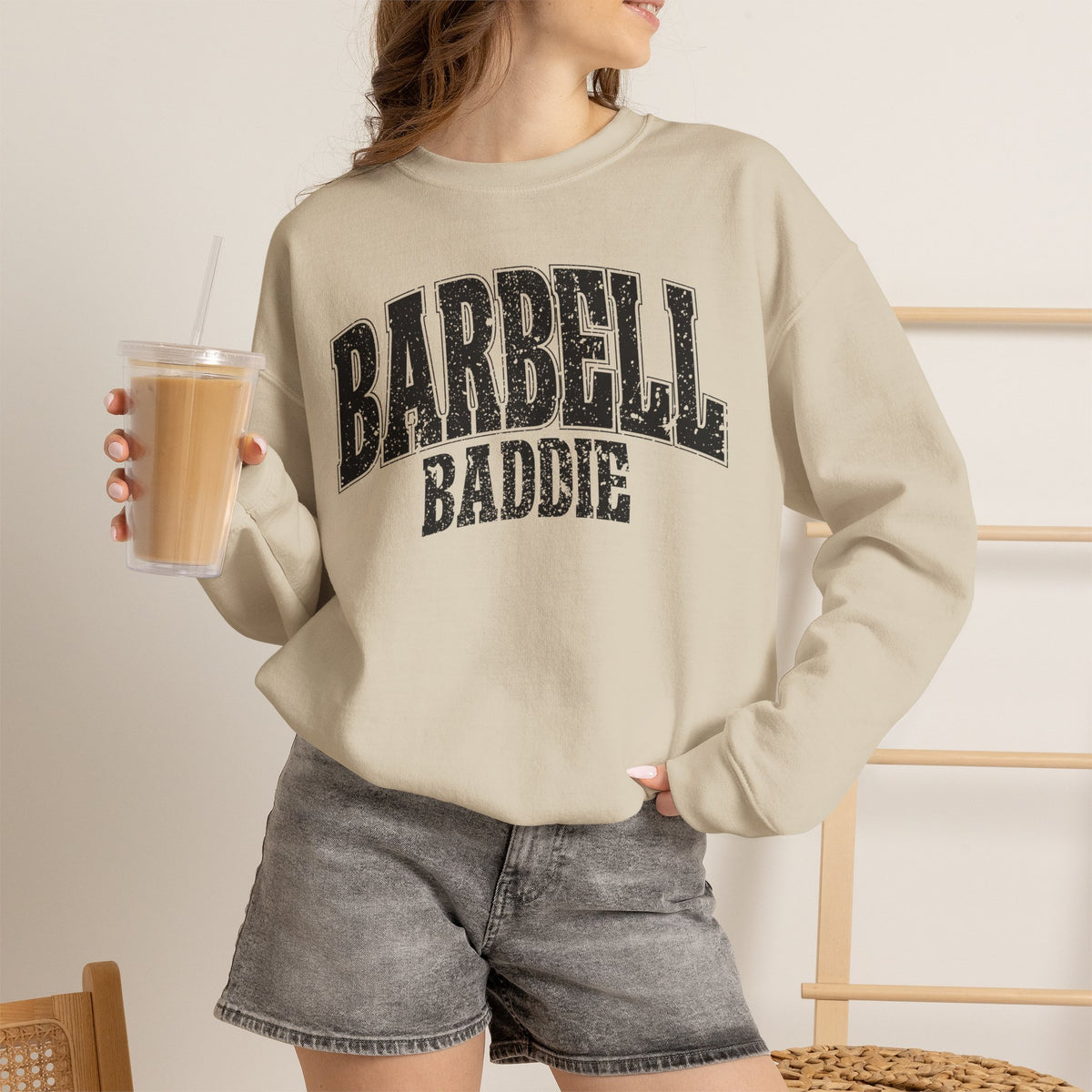 Barbell Baddie Sweatshirt | Gym Fitness Crewneck I Gildan Crewneck