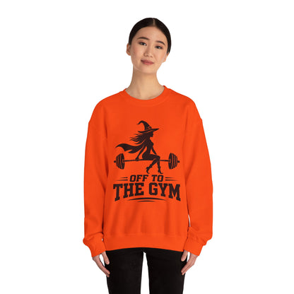 Witch Lifting Barbell Off to the Gym Sweatshirt | Halloween Fitness I Gildan