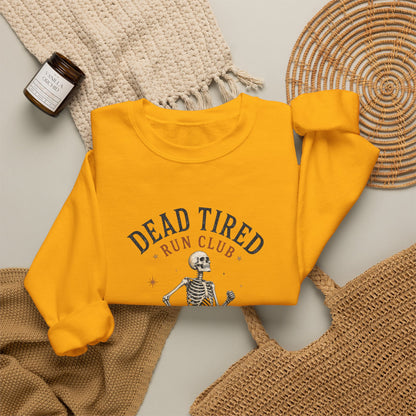 Dead Tired Run Club sweatshirt | Skeleton Runner Illustration I Gildan Crewneck