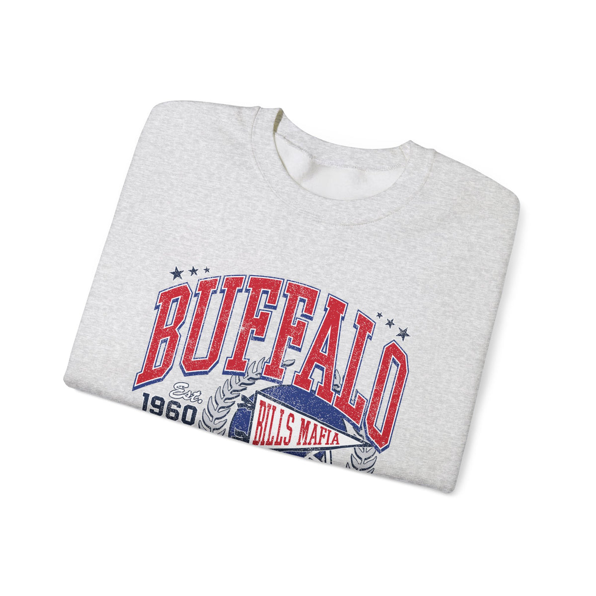 Buffalo Football Helmet Vintage Graphic Sweatshirt | 1960 Bills Logo I Gildan Crewneck Unisex