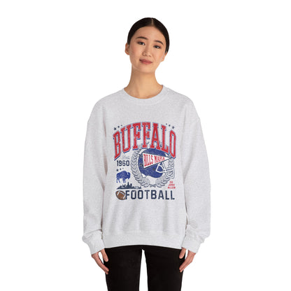 Buffalo Football Helmet Vintage Graphic Sweatshirt | 1960 Bills Logo I Gildan Crewneck Unisex