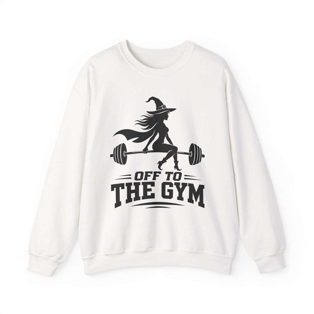 Witch Lifting Barbell Off to the Gym Sweatshirt | Halloween Fitness I Gildan