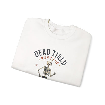 Dead Tired Run Club sweatshirt | Skeleton Runner Illustration I Gildan Crewneck