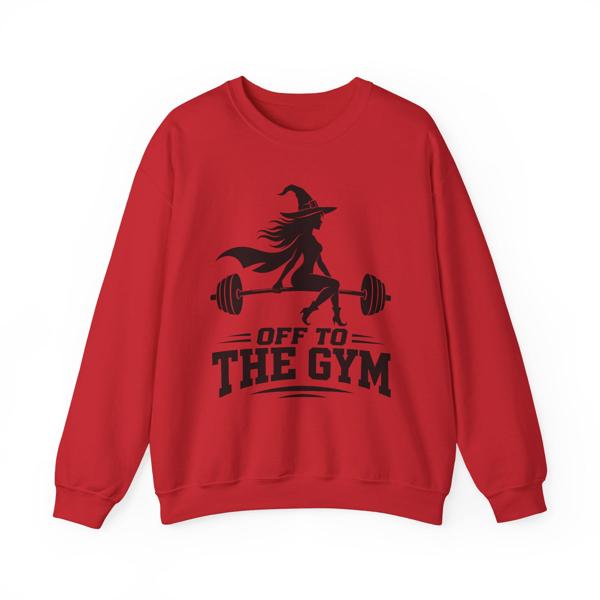 Witch Lifting Barbell Off to the Gym Sweatshirt | Halloween Fitness I Gildan