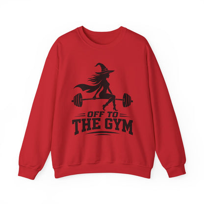Witch Lifting Barbell Off to the Gym Sweatshirt | Halloween Fitness I Gildan