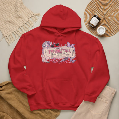 The Girls Just Wanna Have Fun Tour Ticket Graphic Hoodie | Butterfly Floral Ticket Sweatshirt