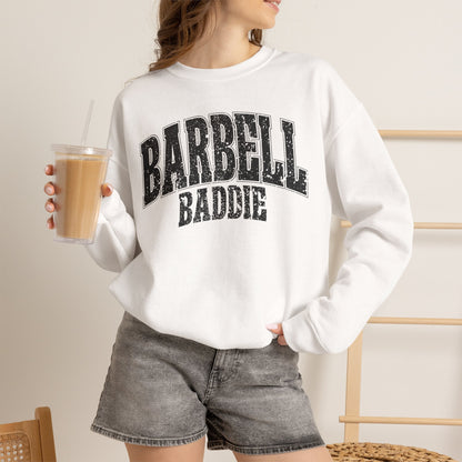 Barbell Baddie Sweatshirt | Gym Fitness Crewneck I Gildan Crewneck