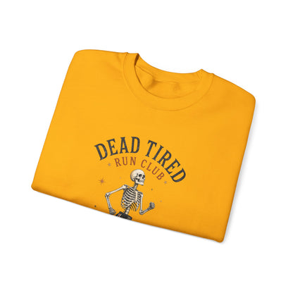 Dead Tired Run Club sweatshirt | Skeleton Runner Illustration I Gildan Crewneck