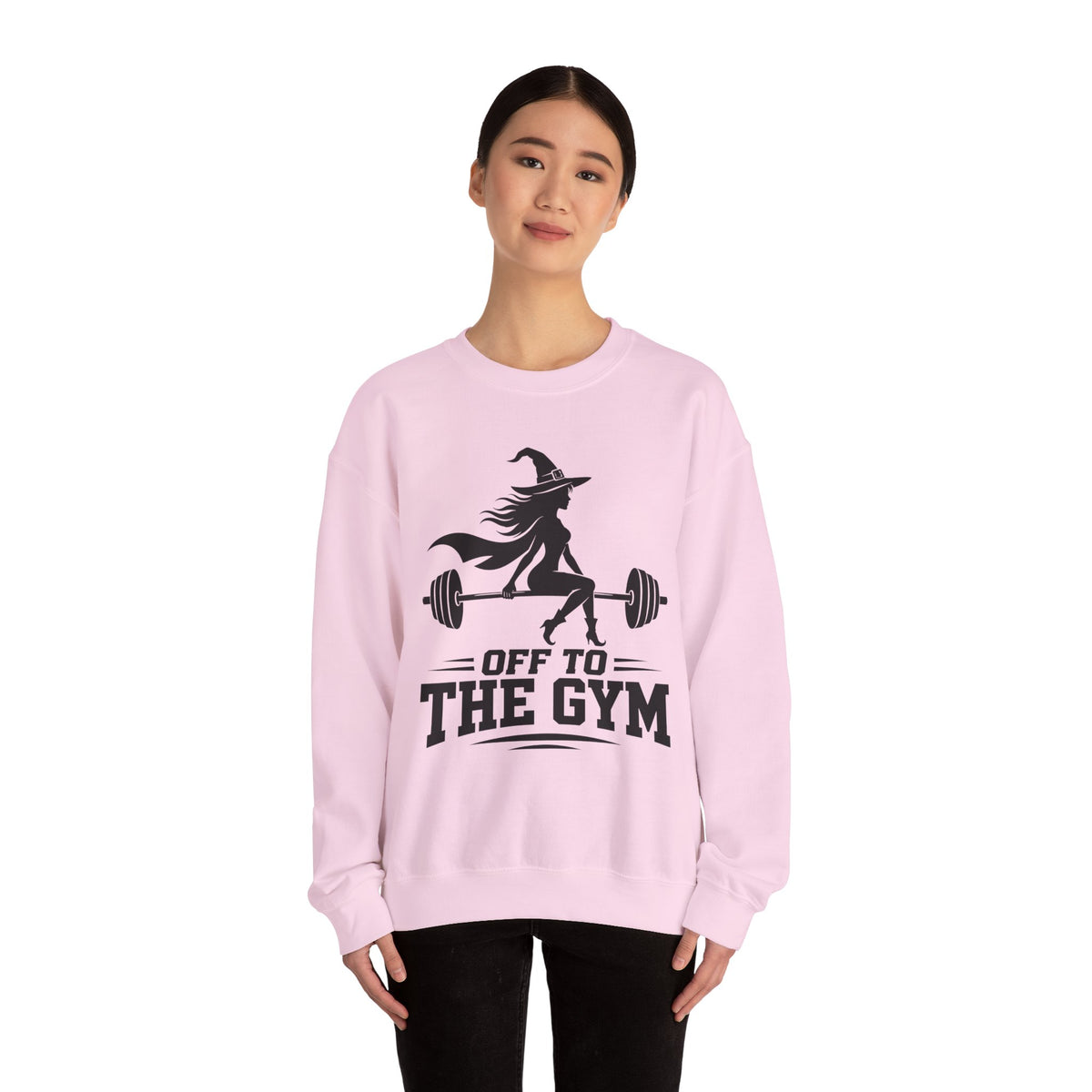 Witch Lifting Barbell Off to the Gym Sweatshirt | Halloween Fitness I Gildan