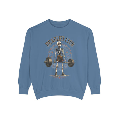 Deadlift Club Skeleton Illustration Sweatshirt | Weightlifting Gym Skull I Comfort Colors 1566