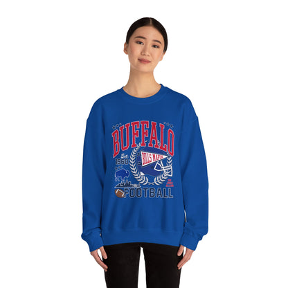 Buffalo Football Helmet Vintage Graphic Sweatshirt | 1960 Bills Logo I Gildan Crewneck Unisex