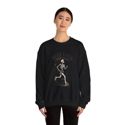 Dead Tired Run Club sweatshirt | Skeleton Runner Illustration I Gildan Crewneck