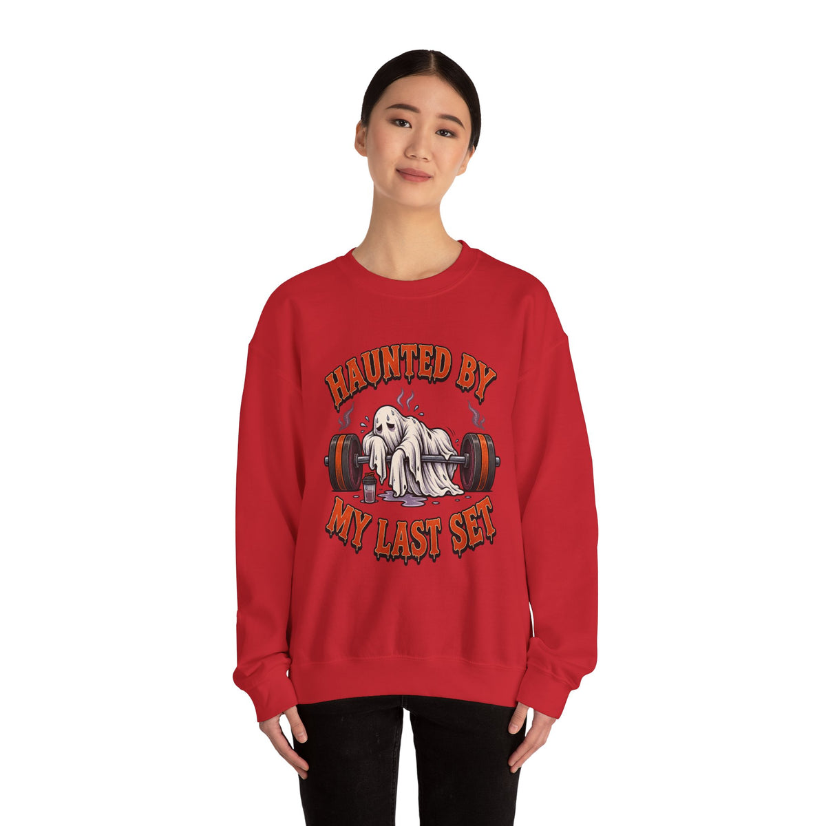 Haunted By My Last Set Sweatshirt | Ghost Lifting Gym Fitness I Gildan Crewneck