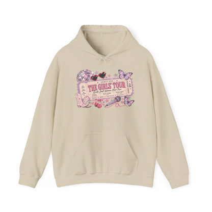The Girls Just Wanna Have Fun Tour Ticket Graphic Hoodie | Butterfly Floral Ticket Sweatshirt