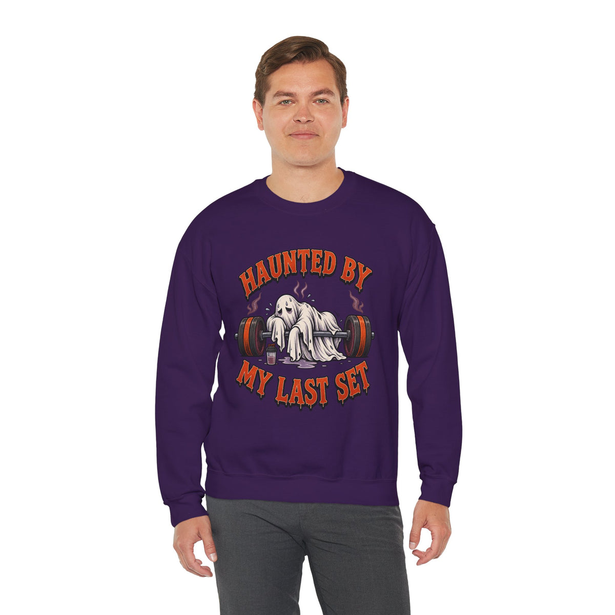 Haunted By My Last Set Sweatshirt | Ghost Lifting Gym Fitness I Gildan Crewneck