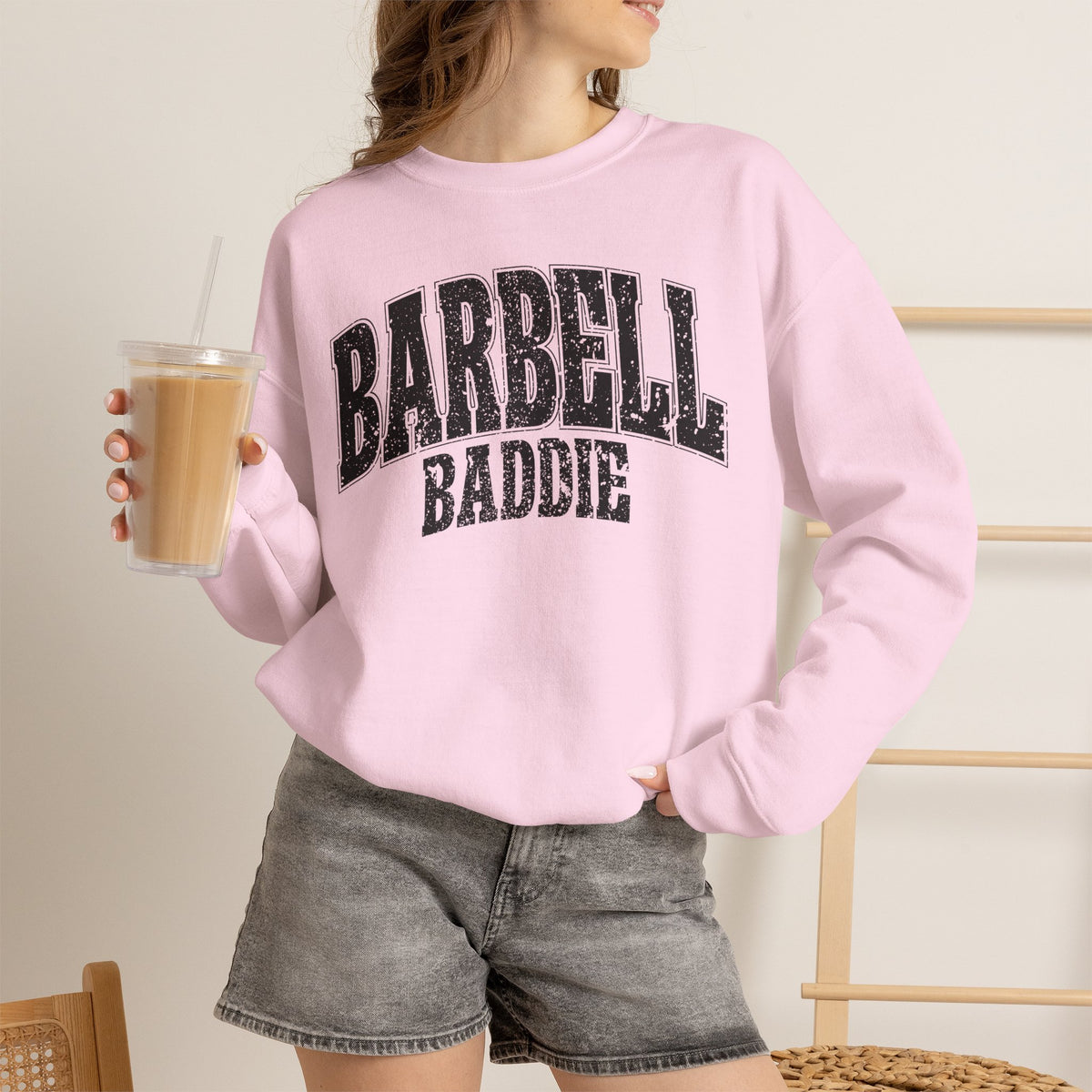 Barbell Baddie Sweatshirt | Gym Fitness Crewneck I Gildan Crewneck