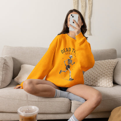 Dead Tired Run Club sweatshirt | Skeleton Runner Illustration I Gildan Crewneck