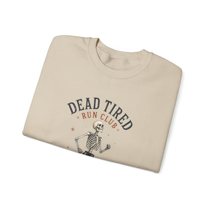 Dead Tired Run Club sweatshirt | Skeleton Runner Illustration I Gildan Crewneck