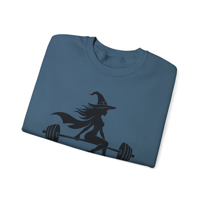 Witch Lifting Barbell Off to the Gym Sweatshirt | Halloween Fitness I Gildan