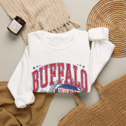 Buffalo Football Helmet Vintage Graphic Sweatshirt | 1960 Bills Logo I Gildan Crewneck Unisex