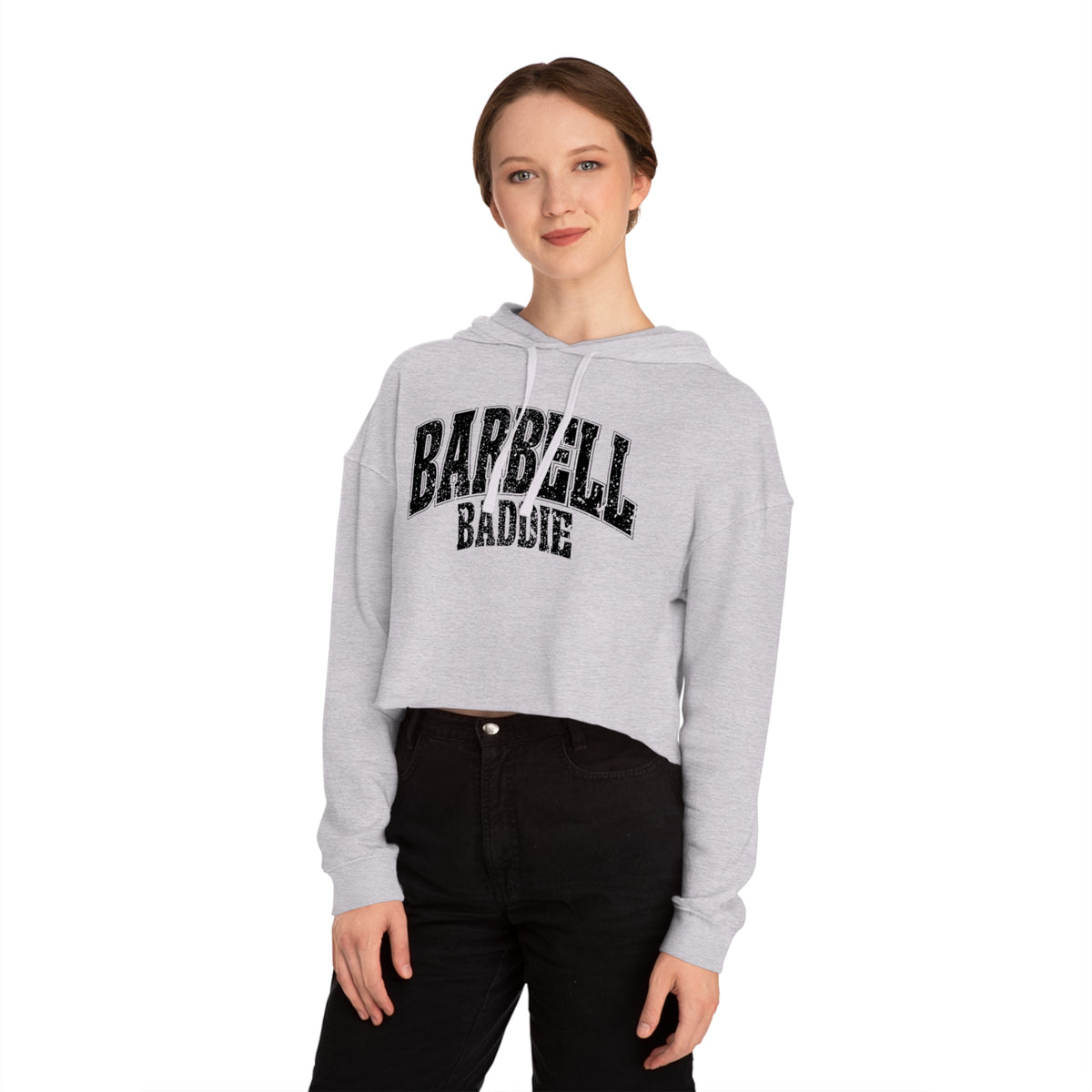 Barbell Baddie Cropped Hoodie | Fitness Gym Apparel I Independent Trading Company Crop Hoodie