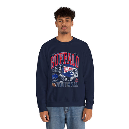Buffalo Football Helmet Vintage Graphic Sweatshirt | 1960 Bills Logo I Gildan Crewneck Unisex
