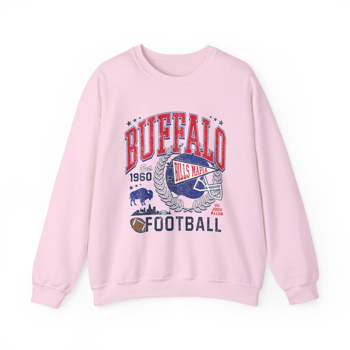 Buffalo Football Helmet Vintage Graphic Sweatshirt | 1960 Bills Logo I Gildan Crewneck Unisex