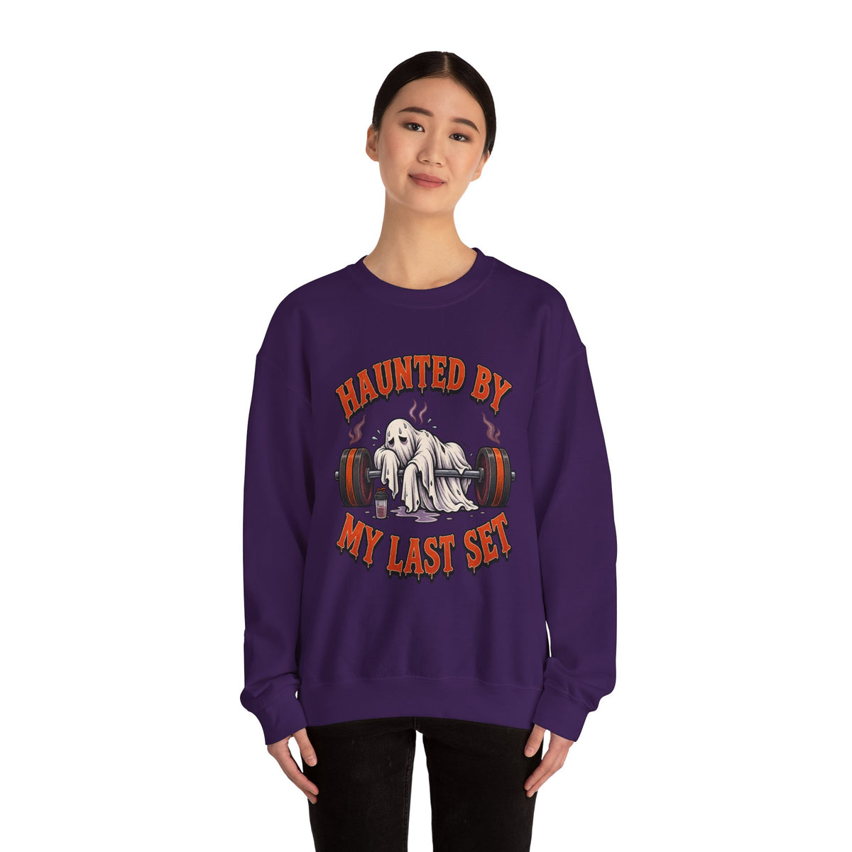 Haunted By My Last Set Sweatshirt | Ghost Lifting Gym Fitness I Gildan Crewneck