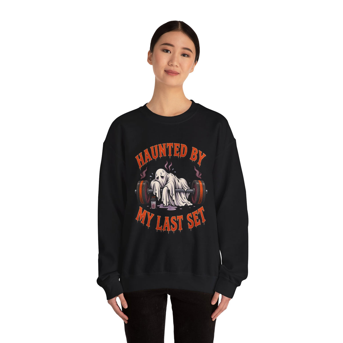 Haunted By My Last Set Sweatshirt | Ghost Lifting Gym Fitness I Gildan Crewneck