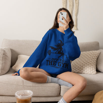 Witch Lifting Barbell Off to the Gym Sweatshirt | Halloween Fitness I Gildan