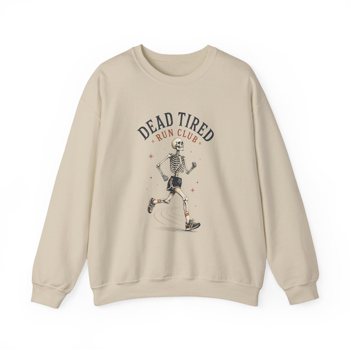 Dead Tired Run Club sweatshirt | Skeleton Runner Illustration I Gildan Crewneck