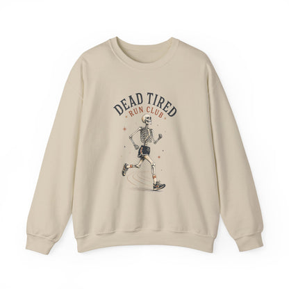Dead Tired Run Club sweatshirt | Skeleton Runner Illustration I Gildan Crewneck
