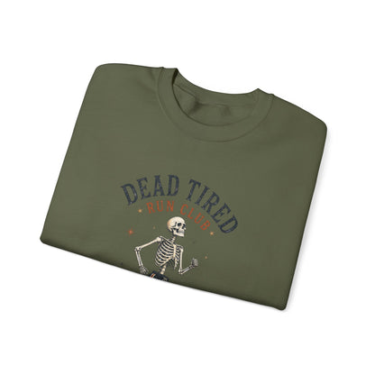Dead Tired Run Club sweatshirt | Skeleton Runner Illustration I Gildan Crewneck