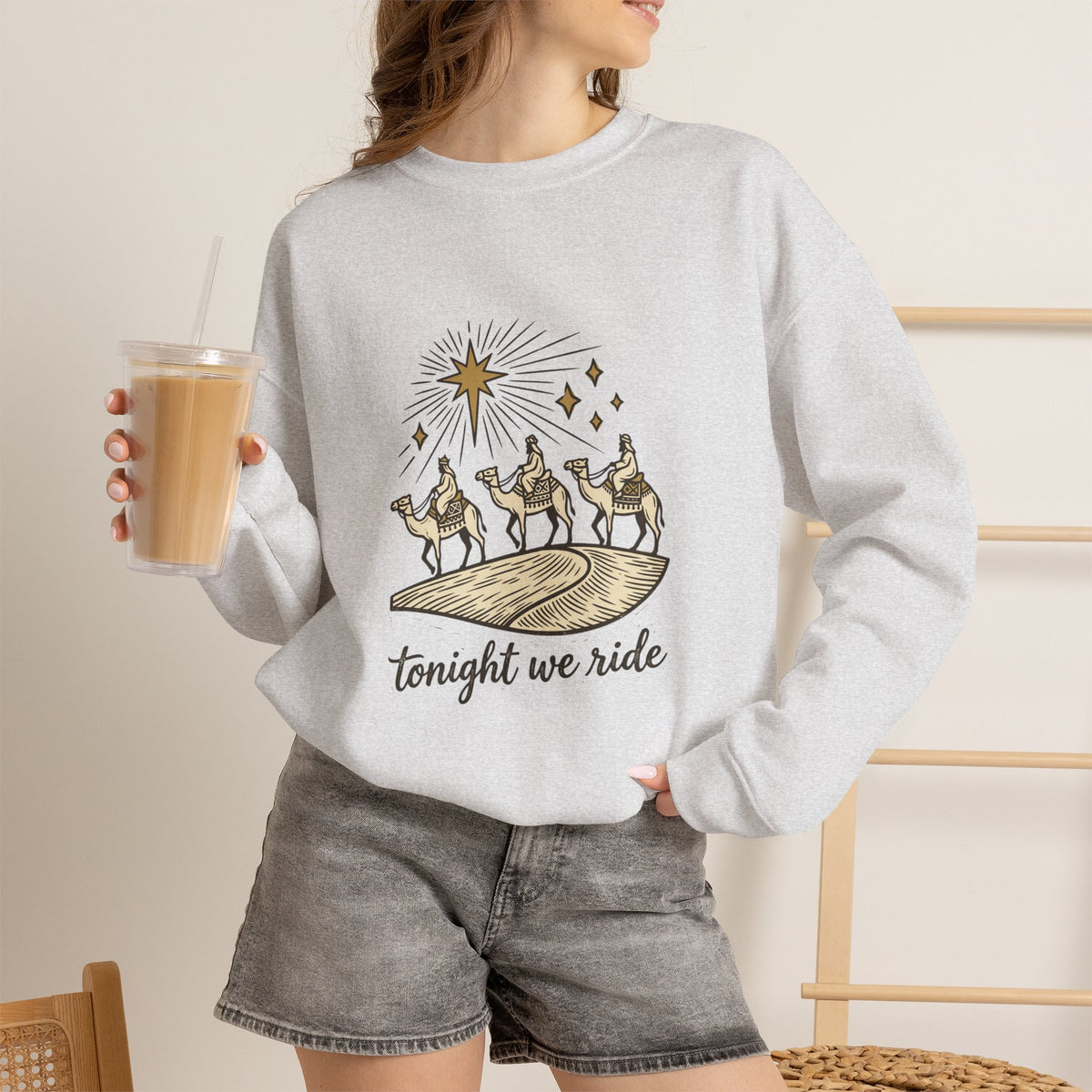 Three Wise Men Christmas Sweatshirt | Nativity Camel Storybook