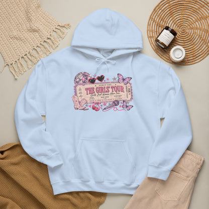 The Girls Just Wanna Have Fun Tour Ticket Graphic Hoodie | Butterfly Floral Ticket Sweatshirt