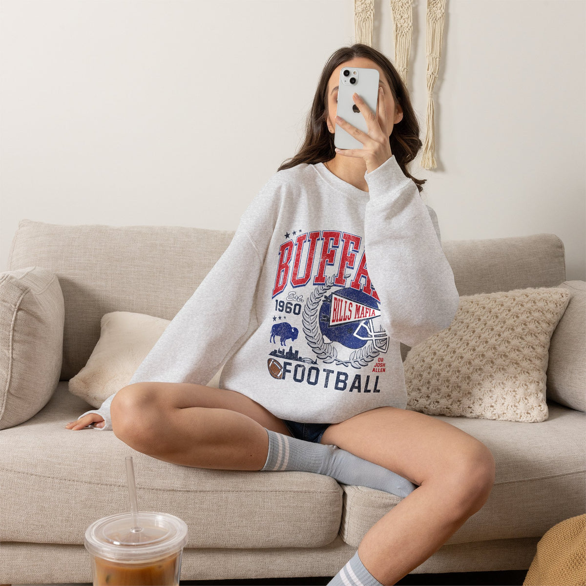 Buffalo Football Helmet Vintage Graphic Sweatshirt | 1960 Bills Logo I Gildan Crewneck Unisex