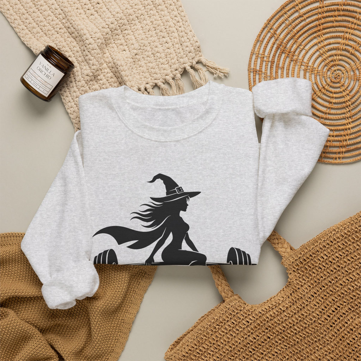 Witch Lifting Barbell Off to the Gym Sweatshirt | Halloween Fitness I Gildan