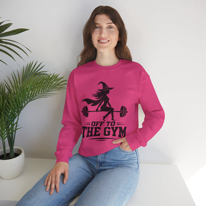 Witch Lifting Barbell Off to the Gym Sweatshirt | Halloween Fitness I Gildan