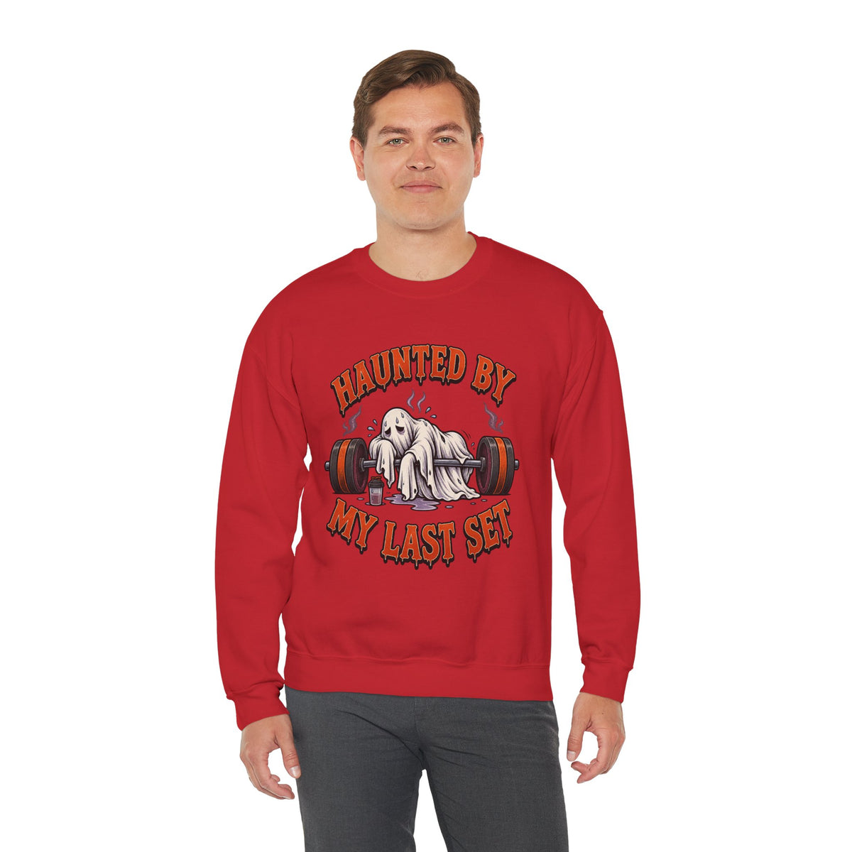 Haunted By My Last Set Sweatshirt | Ghost Lifting Gym Fitness I Gildan Crewneck