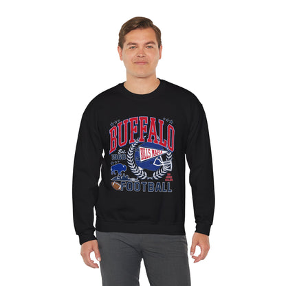Buffalo Football Helmet Vintage Graphic Sweatshirt | 1960 Bills Logo I Gildan Crewneck Unisex