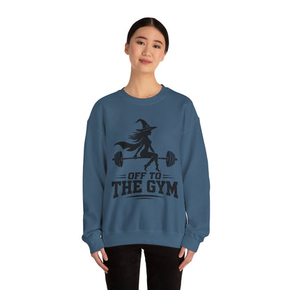Witch Lifting Barbell Off to the Gym Sweatshirt | Halloween Fitness I Gildan