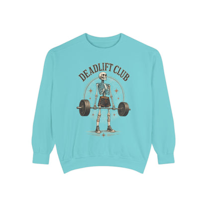 Deadlift Club Skeleton Illustration Sweatshirt | Weightlifting Gym Skull I Comfort Colors 1566