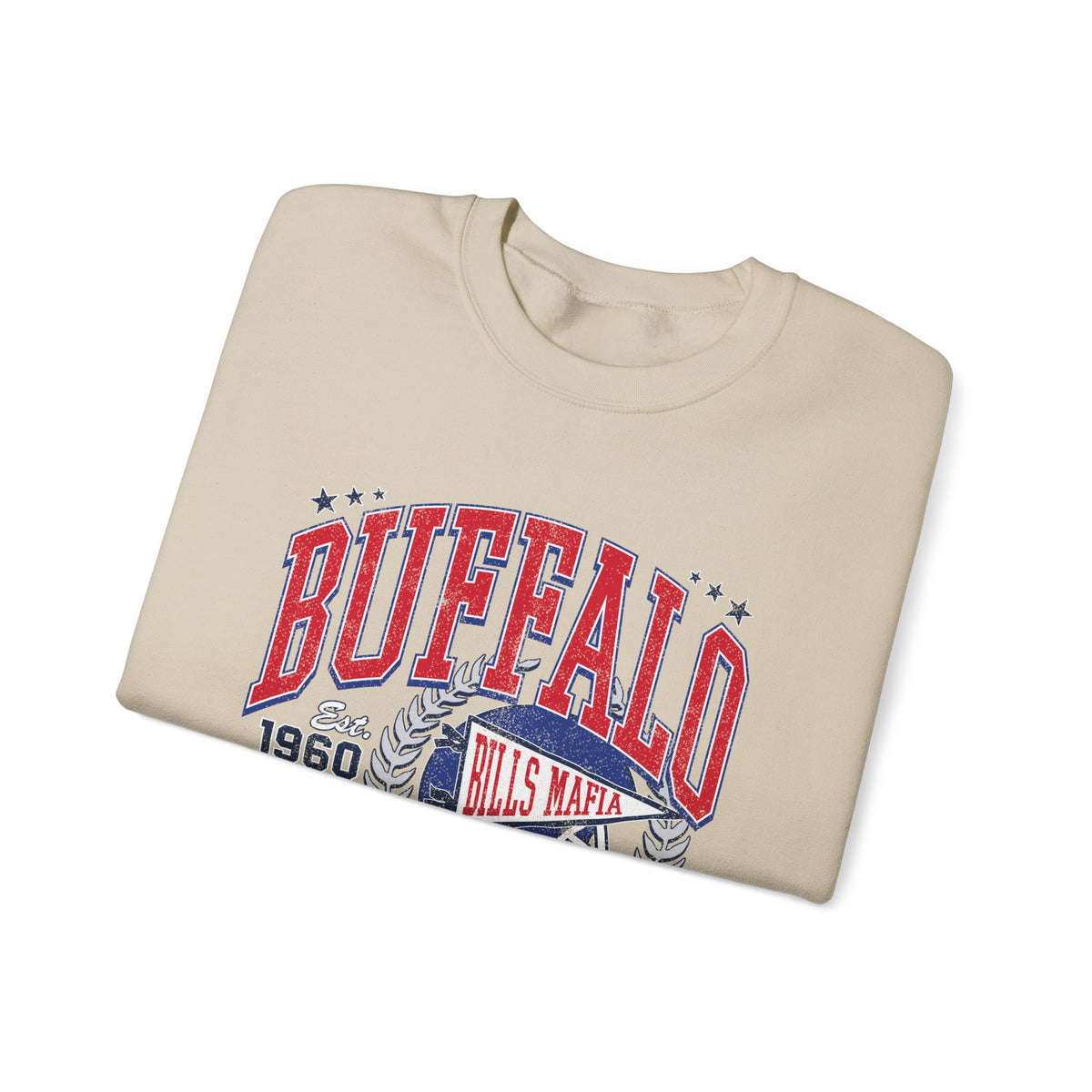 Buffalo Football Helmet Vintage Graphic Sweatshirt | 1960 Bills Logo I Gildan Crewneck Unisex